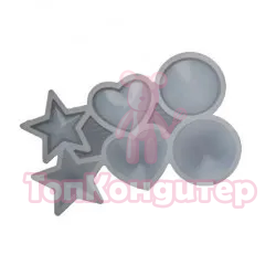 Форма для леденцов ""Круг, Сердце, Звезда" 20*13 cм, 3 шт