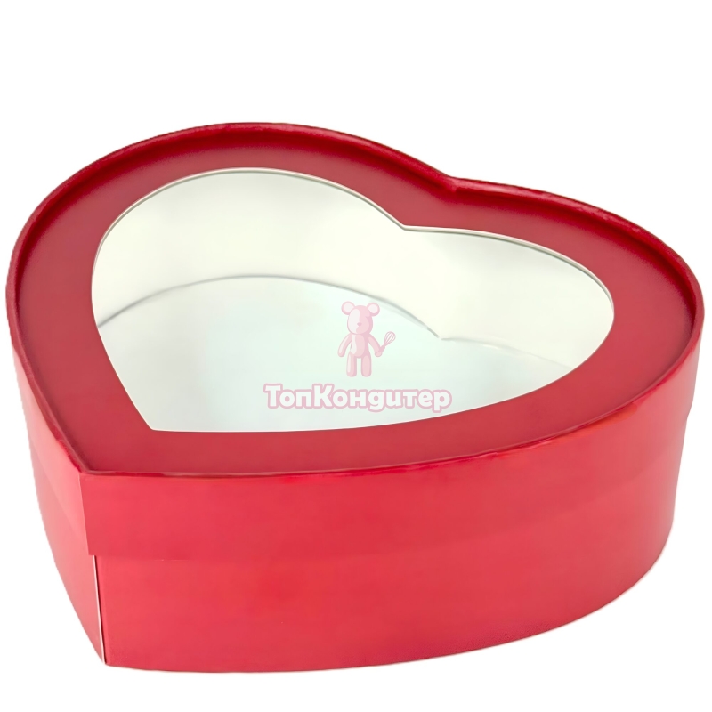 Коробка для зефира 21,5 см*18 см*5,5 см круглая, красная