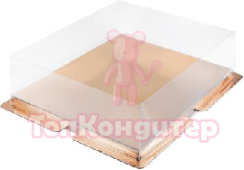 Коробка для торта 23,5 см*23,5 см*14 см золото "Премиум"