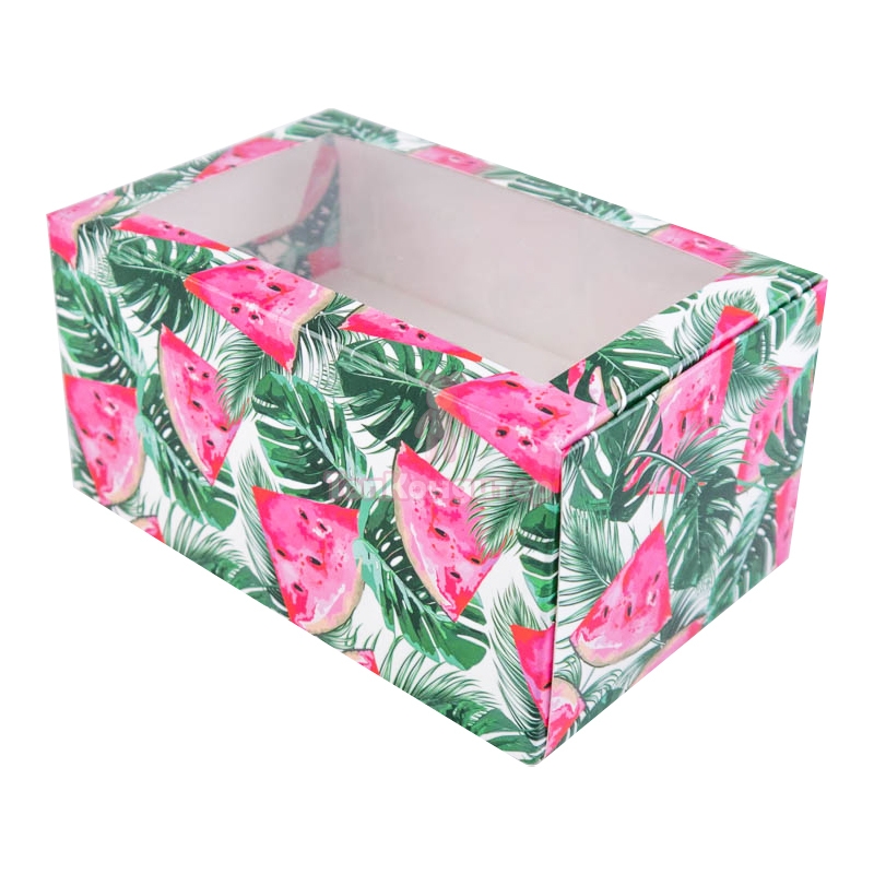 Коробка на 2 капкейка "Арбузы"