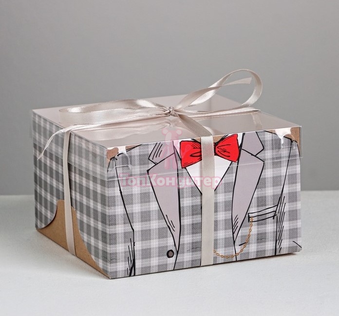 Коробка на 4 капкейка "Настоящему мужчине"