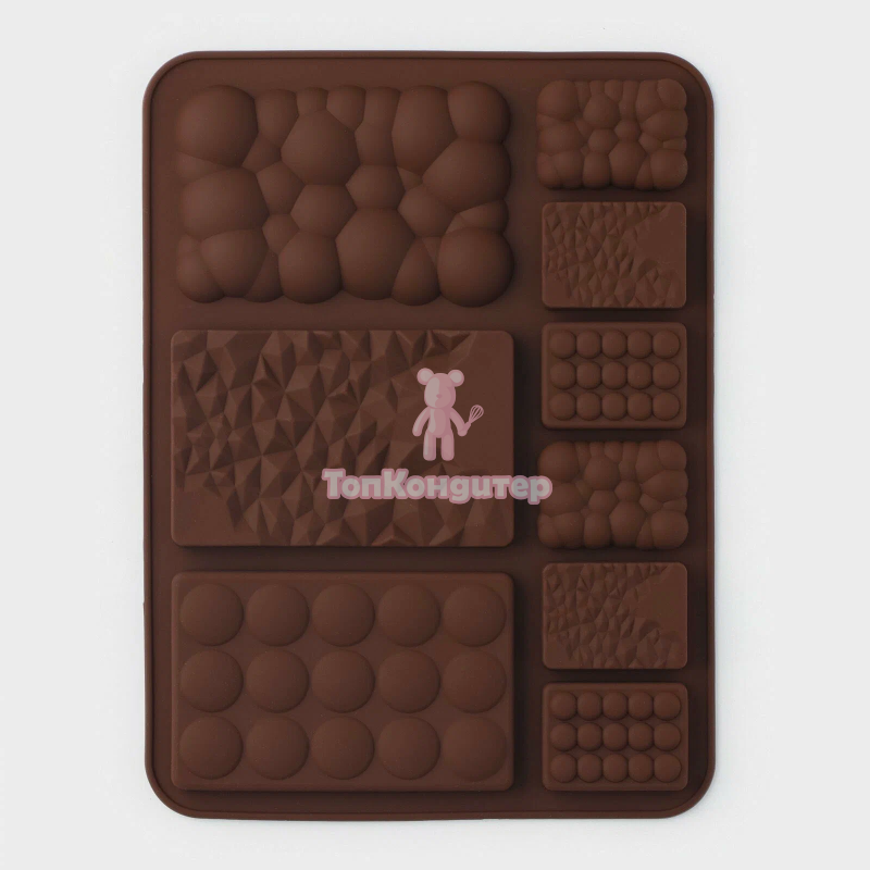 Форма для шоколада Доляна «Шоколадное ассорти», силикон, 20×14,8×0,7 см, 9 ячеек, цвет коричневый